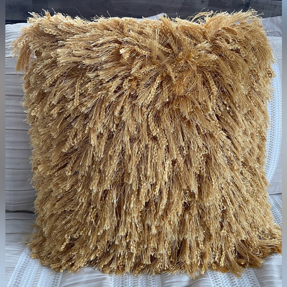 Gold/ sparkly fluffy throw pillow